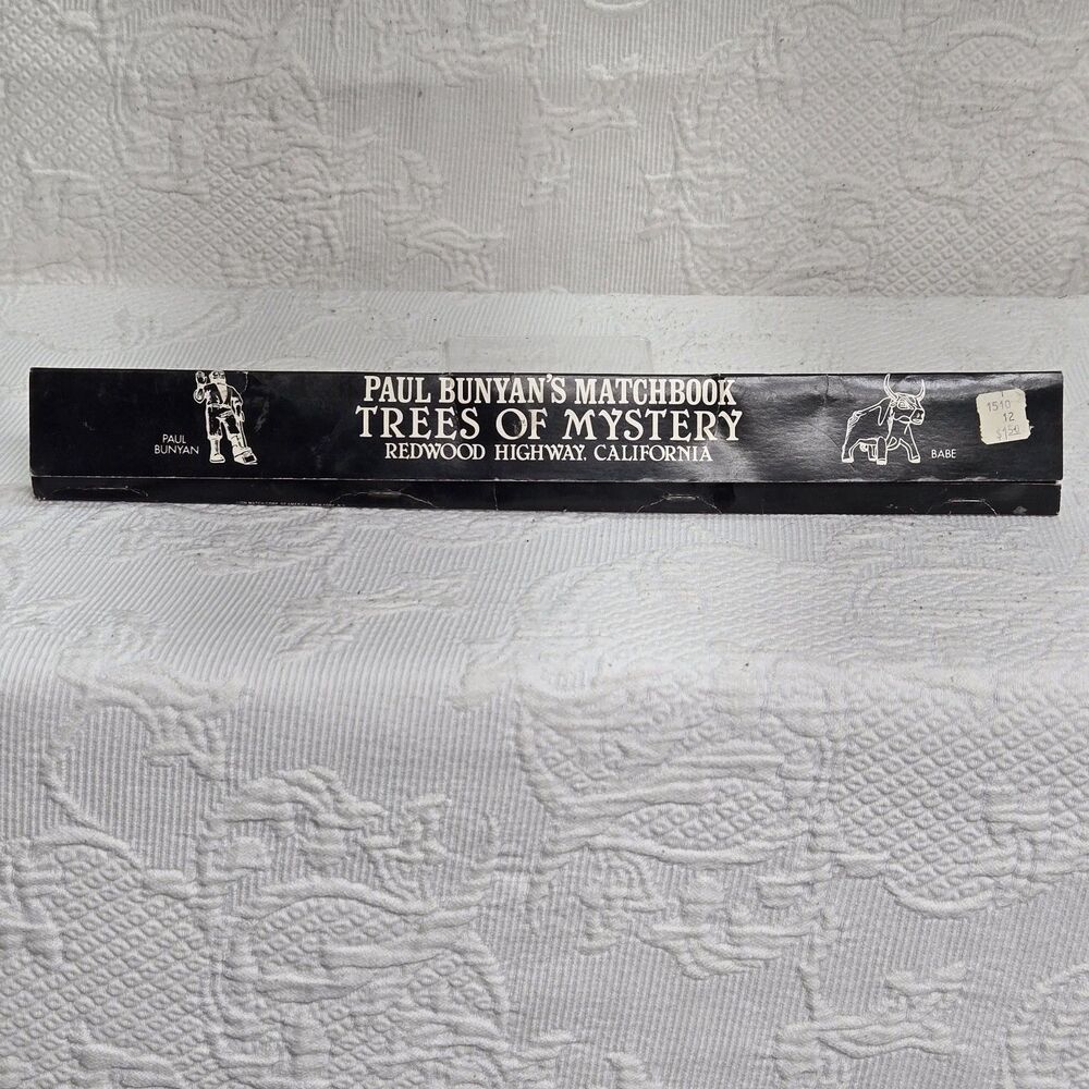 Paul Bunyan Matchbook Trees Of Mystery Redwood California Babe Ox Vintage 15"